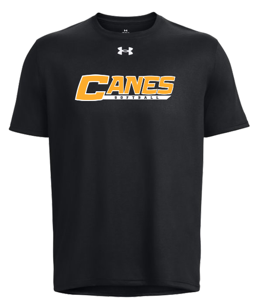 Youth UA Canes Softball Short Sleeve- Black