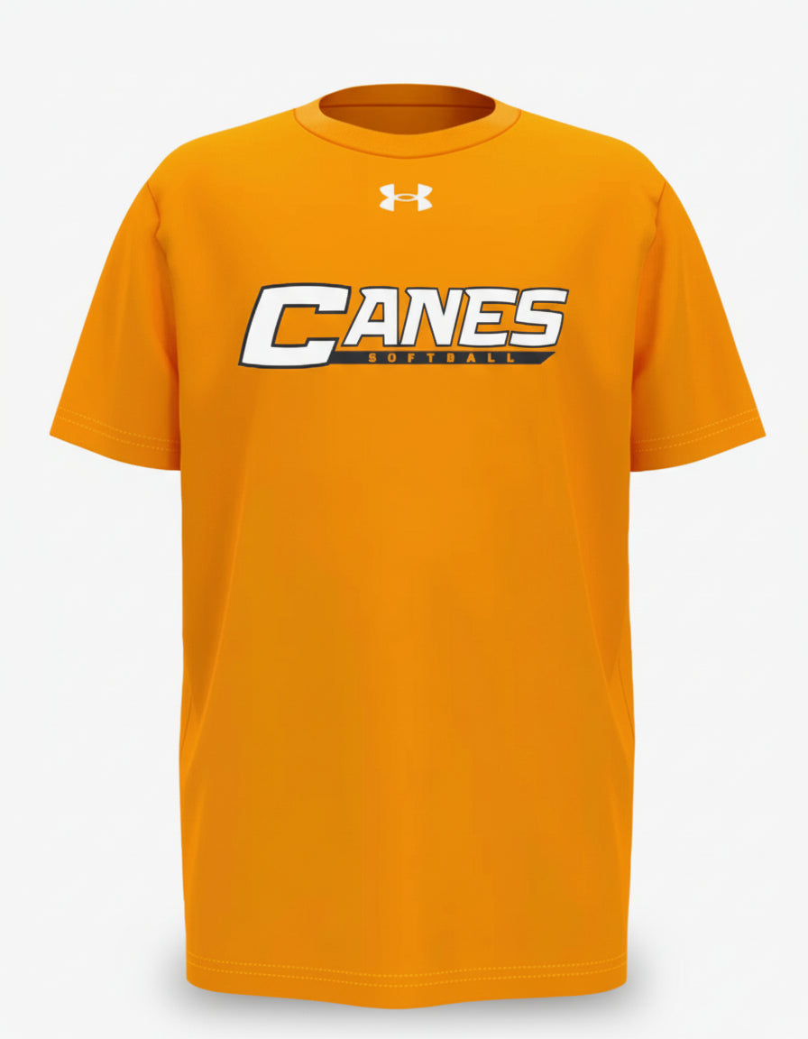 Youth UA Canes Softball Tech Tee - Gold