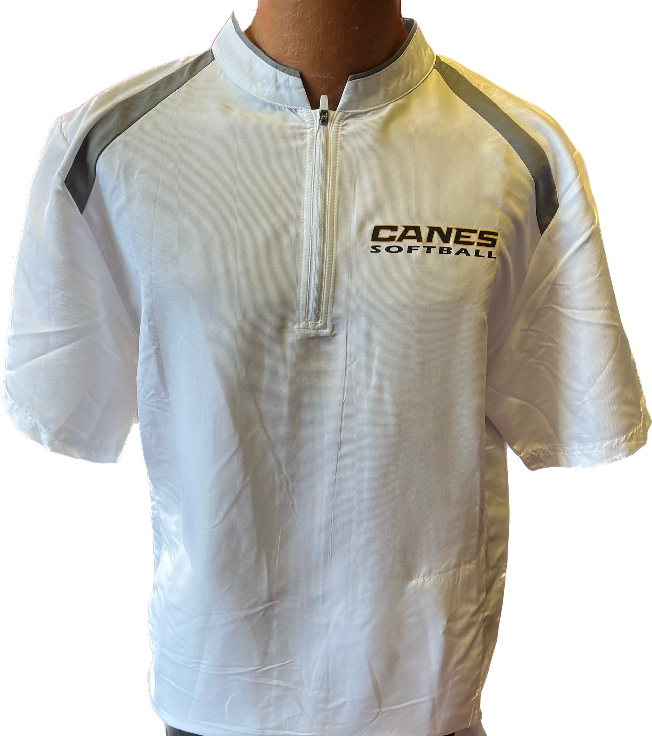 Canes Softball Shortsleeve Pullover- White/Grey