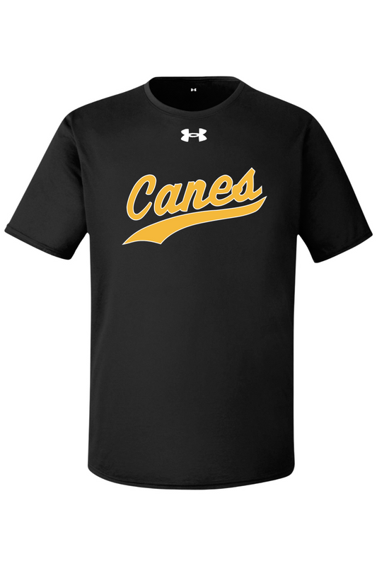 UA Canes Gold Swoop Tech Tee Shirt