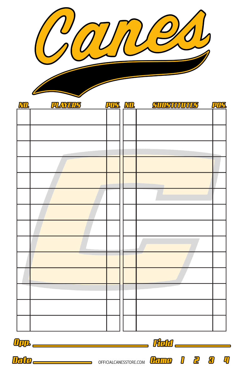 Canes Lineup Card
