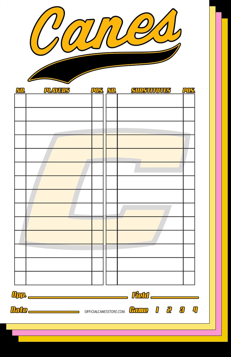 Canes Lineup Card