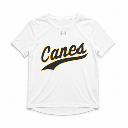 UA Canes White Swoop Tech Tee, view 2