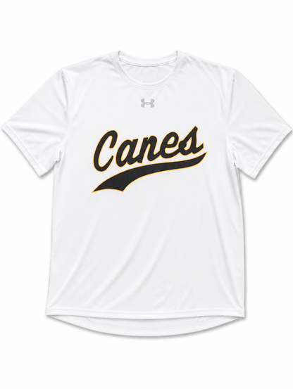UA Canes White Swoop Tech Tee