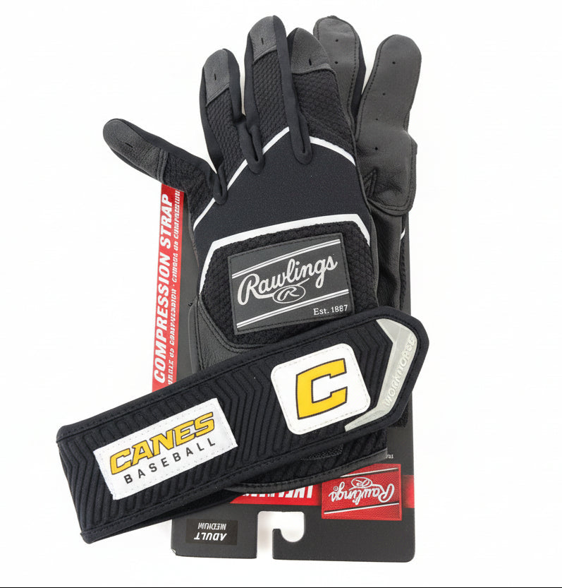 Rawlings All Black Batting Gloves CANES