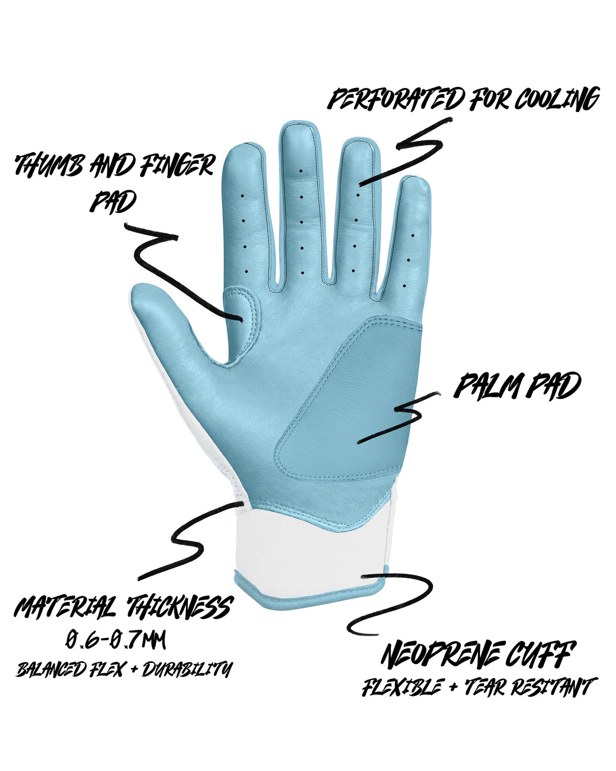 Legacy Holo Batting Gloves White/Light Blue