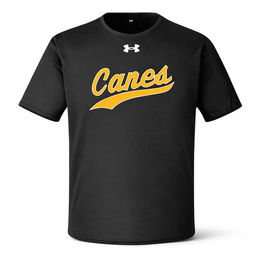 UA Canes Gold Swoop Tech Tee Shirt