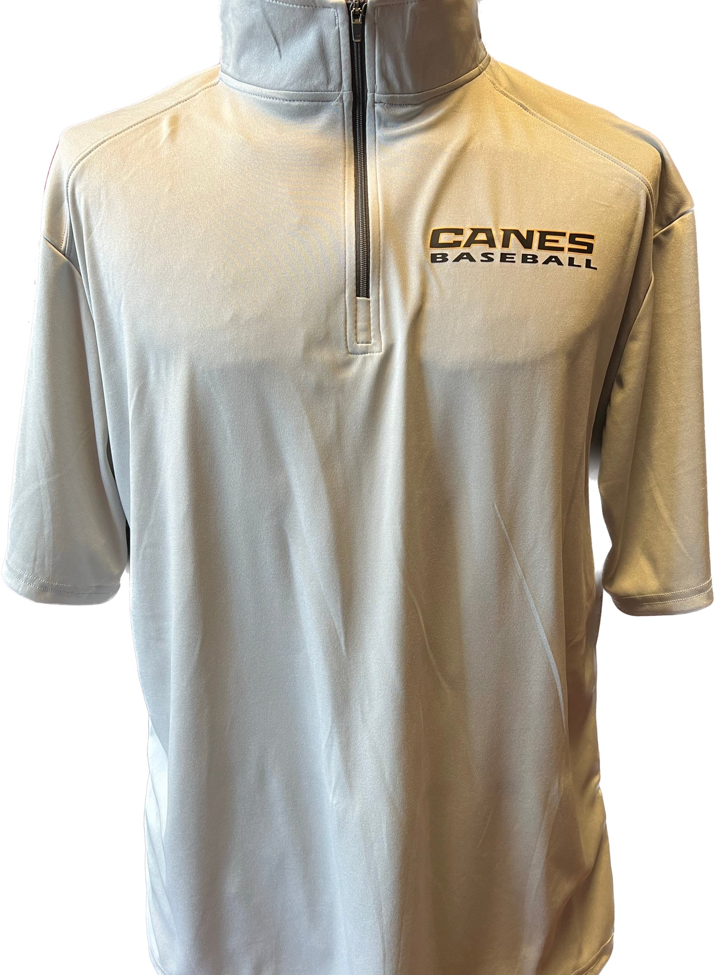 Badger Canes Baseball Shortsleeve Pullover- Grey